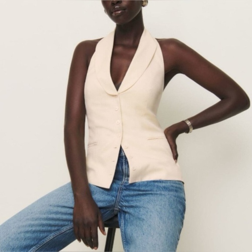 NWT Reformation Alistair Sugar Halter Vest, side zipper. SZ: 6 [V0001]